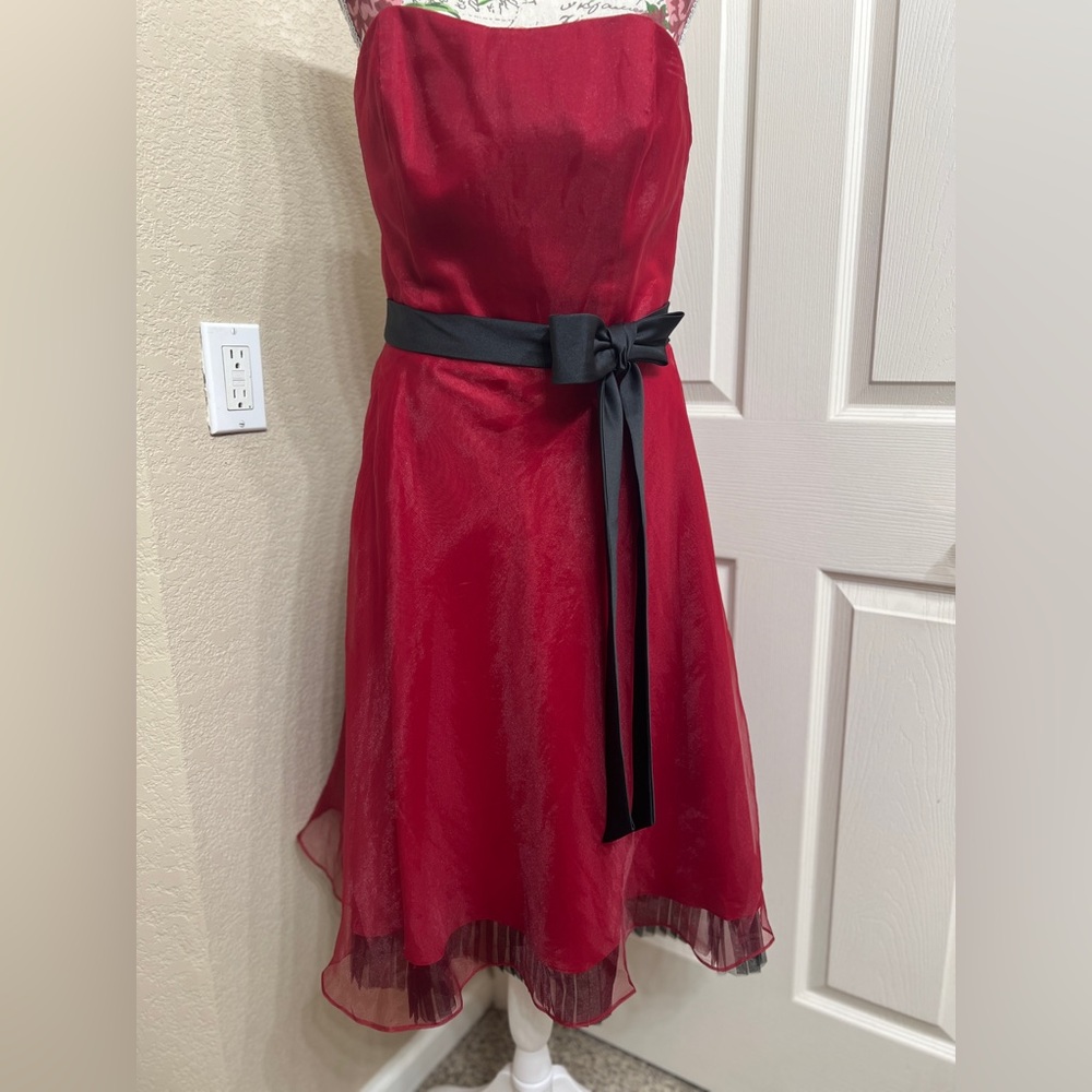 Alfred Angelo Red Dress with Black Bow